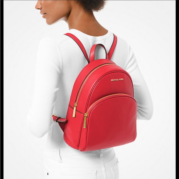 Michael Kors Red Leather Medium Alley Backpack EUC - Picture 2 of 16